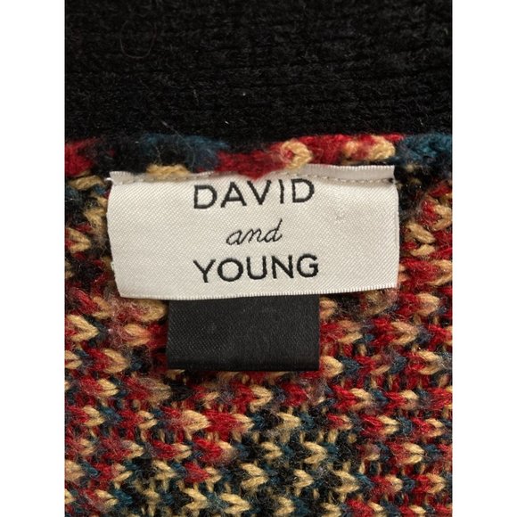 David and Young Oversized Open Front Cardigan Sweater Vest Black Floral Vine Bac - Picture 6 of 7